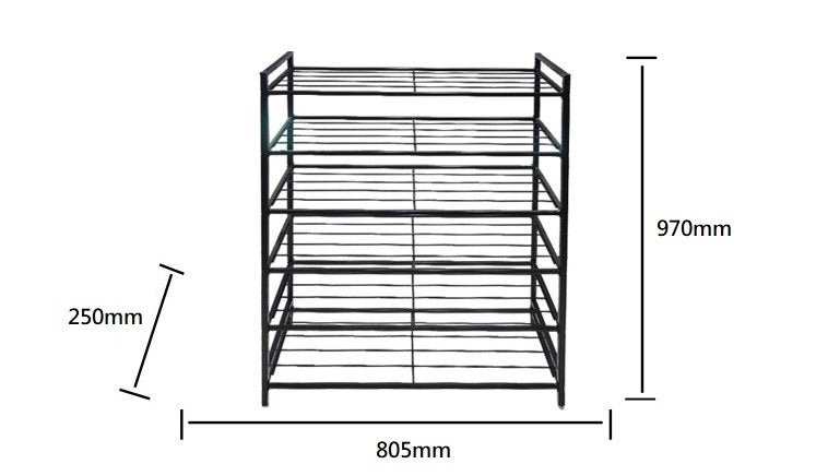 Black Metal 5 Tier Shoes Rack.